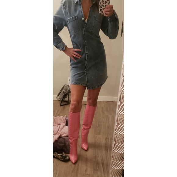 Paris Texas Croc Embossed Leather Boot in Flamingo Size 38.5 - Picture 4 of 16